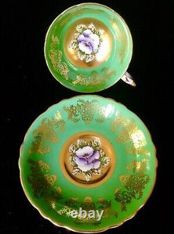Rare Paragon Floating Pansy on Gold Cup & Saucer Hand Painted
