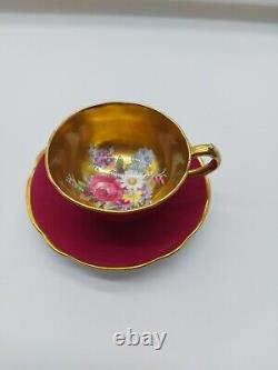 Rare Paragon Gold Cup & Saucer, Floating Rose & Flowers, G6591, Double Warrant