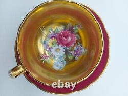 Rare Paragon Gold Cup & Saucer, Floating Rose & Flowers, G6591, Double Warrant