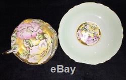 Rare Paragon Pastel Mint Green & Heavy Gold Hibiscus Cup & Saucer A1703