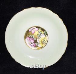 Rare Paragon Pastel Mint Green & Heavy Gold Hibiscus Cup & Saucer A1703