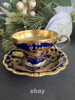 Rare Rosenthal POMPADOUR Gold Dragon Cobalt Blue Gold Cup and Saucer Trio