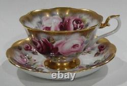 Rare Royal Albert RUBY Red & Pink Roses Cup & Saucer SUMMER BOUNTY Series 1960s