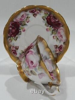 Rare Royal Albert RUBY Red & Pink Roses Cup & Saucer SUMMER BOUNTY Series 1960s