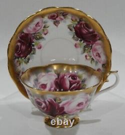 Rare Royal Albert RUBY Red & Pink Roses Cup & Saucer SUMMER BOUNTY Series 1960s