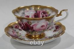 Rare Royal Albert RUBY Red & Pink Roses Cup & Saucer SUMMER BOUNTY Series 1960s