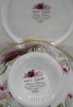 Rare Royal Albert RUBY Red & Pink Roses Cup & Saucer SUMMER BOUNTY Series 1960s