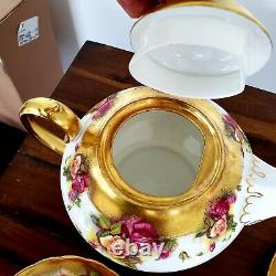 Rare Royal Chelsea Golden Rose Teapot, Coffee Pot, Cups Saucers