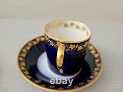 Rare SEVRES Cobalt Blue Gold Cup Saucer Set