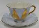 Rare Shelley Harlequin Footed Dainty Cup & Saucer Gold Panels & Baby Blue Color