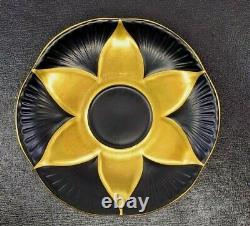 Rare Shelley China Dainty BLACK & GOLD Star Flower Harlequin Cup & Saucer