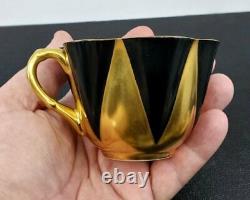 Rare Shelley China Dainty BLACK & GOLD Star Flower Harlequin Cup & Saucer