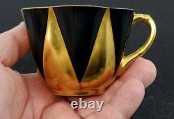 Rare Shelley China Dainty BLACK & GOLD Star Flower Harlequin Cup & Saucer