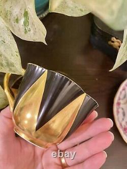 Rare Shelley China Dainty Black Gold Tea Cup Saucer