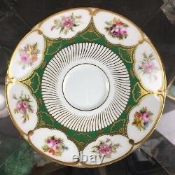 Rare & Stunning Cauldon two handled Bouillon cup & saucer with Floral & Gold