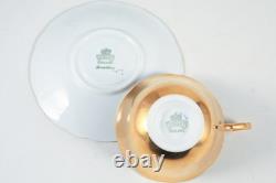 Rare VTG Aynsley Gold Floral Cabbage Rose Teacup & Saucer Set JA Bailey England