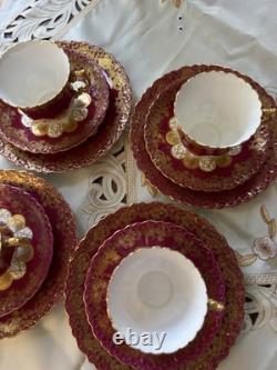 Rare Victorian Aynsley Cabinet Tea Trio Cranberry Red Gold c1895-1905