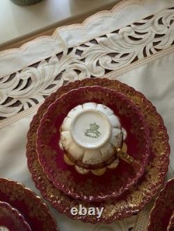 Rare Victorian Aynsley Cabinet Tea Trio Cranberry Red Gold c1895-1905