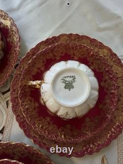 Rare Victorian Aynsley Cabinet Tea Trio Cranberry Red Gold c1895-1905