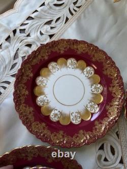 Rare Victorian Aynsley Cabinet Tea Trio Cranberry Red Gold c1895-1905