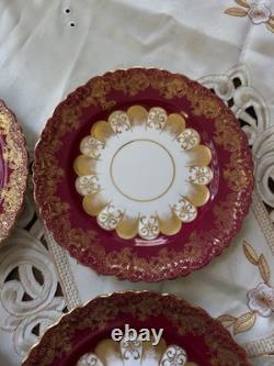 Rare Victorian Aynsley Cabinet Tea Trio Cranberry Red Gold c1895-1905