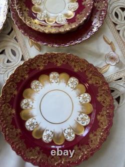 Rare Victorian Aynsley Cabinet Tea Trio Cranberry Red Gold c1895-1905