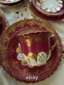 Rare Victorian Aynsley Cabinet Tea Trio Cranberry Red Gold c1895-1905