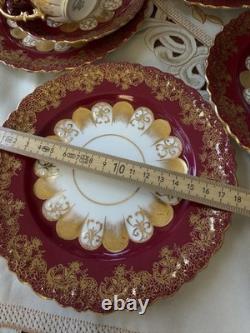 Rare Victorian Aynsley Cabinet Tea Trio Cranberry Red Gold c1895-1905