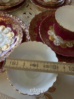 Rare Victorian Aynsley Cabinet Tea Trio Cranberry Red Gold c1895-1905