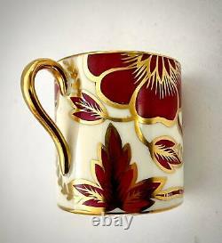 Rare Vintage 6-Piece Set Shelley Mocha Cups and Saucers Burgandy Flowers & Gold