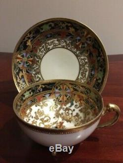 Rare Vintage Nippon Hand Painted Moriage Gold Cup & Saucer Set