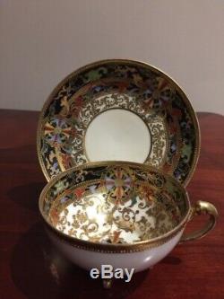 Rare Vintage Nippon Hand Painted Moriage Gold Cup & Saucer Set