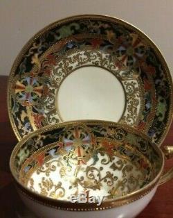 Rare Vintage Nippon Hand Painted Moriage Gold Cup & Saucer Set