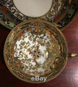 Rare Vintage Nippon Hand Painted Moriage Gold Cup & Saucer Set