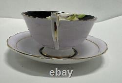 Rare Vintage Paragon Lavender Pansy Cup Saucer With Gold Trim Double Warranted