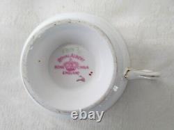Rare Vintage Royal Albert Black Gold & Floral Trio Footed Cup Saucer Plate 1097
