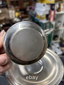 Rare Vintage Silver Plate Quality Cup And Saucers Gilded 8.5cmcup 15.5saucer
