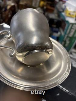 Rare Vintage Silver Plate Quality Cup And Saucers Gilded 8.5cmcup 15.5saucer