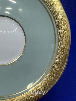 Rare set of 6 AYNSLEY Berkeley teal green, Wide Gold Rimmed Cup and Saucer Set