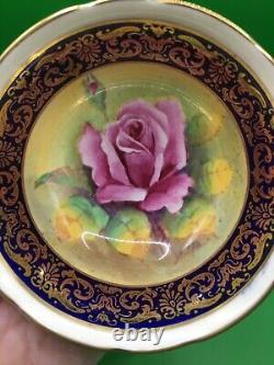 Rare, vintage Paragon handpainted Cabbage Rose Cup & Saucer Signed A J Plant