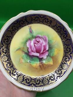 Rare, vintage Paragon handpainted Cabbage Rose Cup & Saucer Signed A J Plant