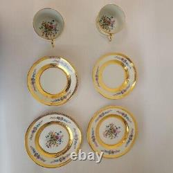 Raynaud Limoges Floral Gold Cup Saucer Plate 16cm Trio Pair Set