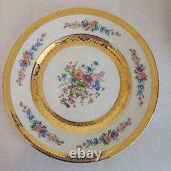 Raynaud Limoges Floral Gold Cup Saucer Plate 16cm Trio Pair Set