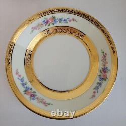 Raynaud Limoges Floral Gold Cup Saucer Plate 16cm Trio Pair Set