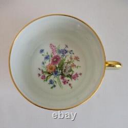 Raynaud Limoges Floral Gold Cup Saucer Plate 16cm Trio Pair Set
