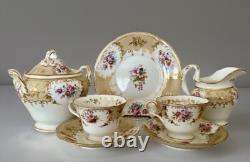 Regency Coalport Ridgeway Rococo Tea Set Cups Saucers Sugar BowlCreamer Etc Gold
