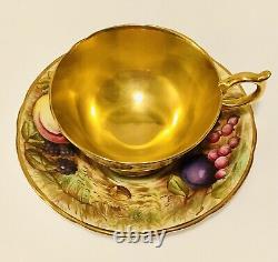 Reserved B Aynsley Gold Tea Cup Saucer Bone China Orchard Fruit Signed 2 Sets