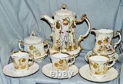 Restservice Kaffeekern, 3Tassen, 6Untertassen, CT Altwasser, lüstrierend, Gold, 1900