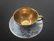 Rhenania Duisdorf Mocha Coffee Cup Saucer In Blue & Gold Circa 1950