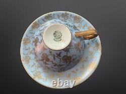 Rhenania Duisdorf Mocha Coffee Cup Saucer In Blue & Gold Circa 1950